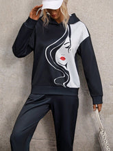 Character Print Drop Shoulder Hoodie And Sweatpants